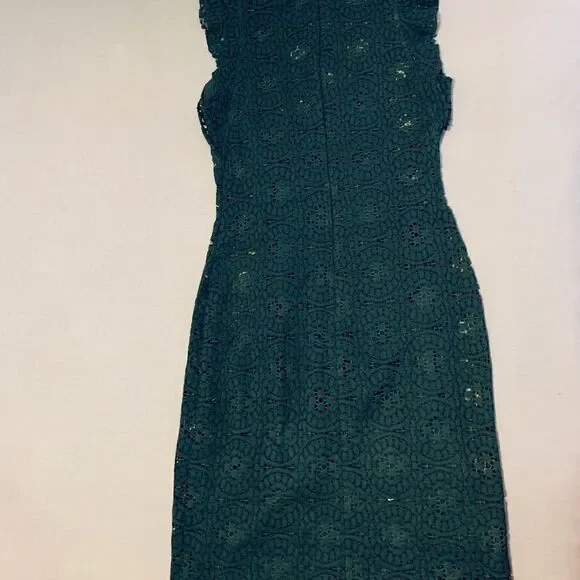 ZARA green jewel tone lace midi high neck holiday party dress small - Picture 15 of 16
